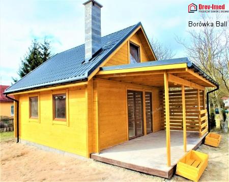 Dom drewniany Borówka Ball 1 pow:33 m2 przy podstawie + taras 13,75 m2 
